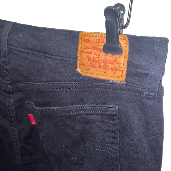 Levi’s Plus Wedgie Skinny Black Distressed Jeans Raw Hem Ankle Length - Picture 9 of 11